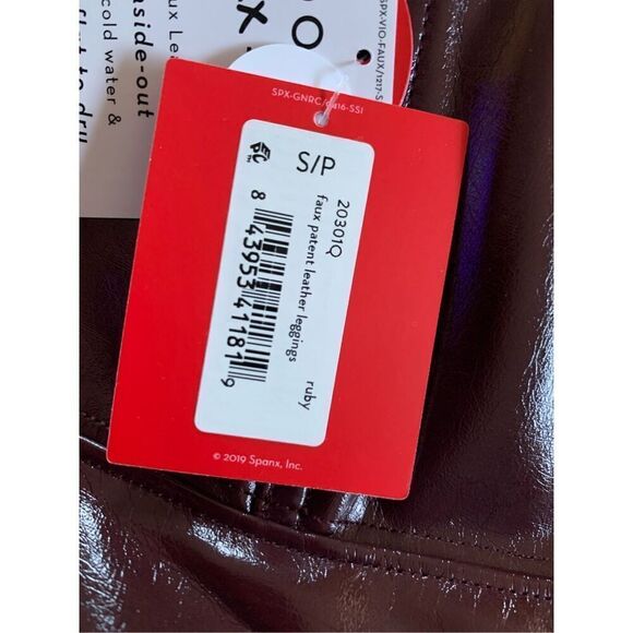 SPANX Faux Patent Leather Leggings in Ruby Size SP - Picture 8 of 12